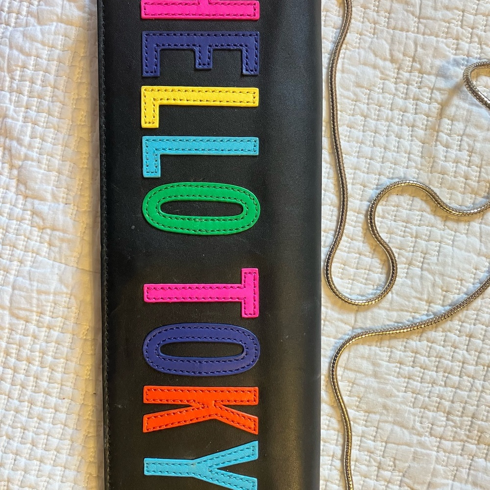 Kate Spade Hello Tokyo Colorful Black Clutch with chain strap